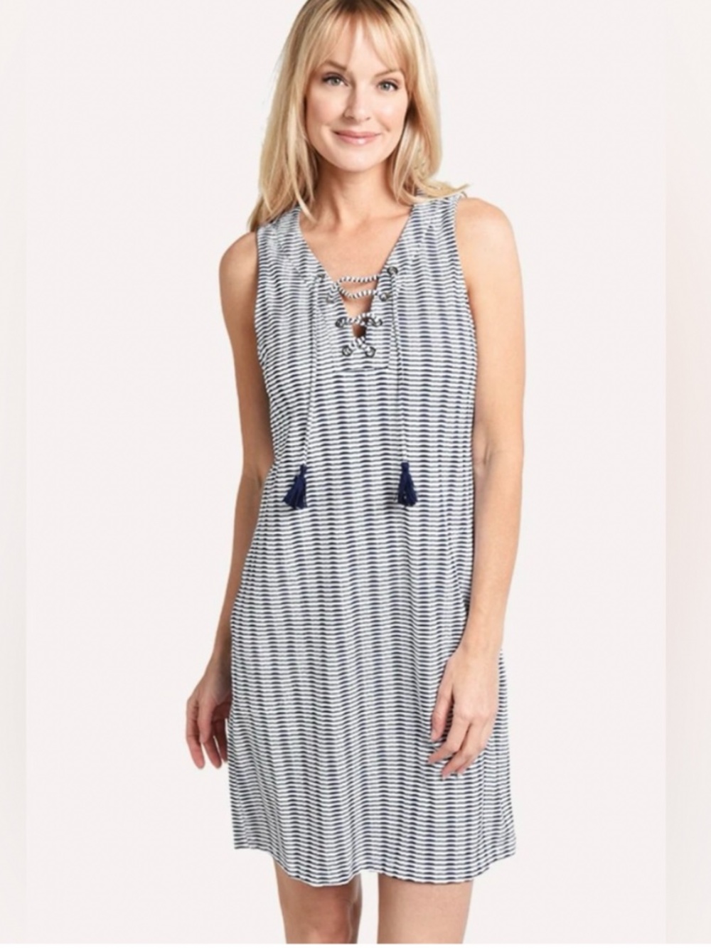 Tommy Bahama Island Cays Blue Striped Dress Sz M